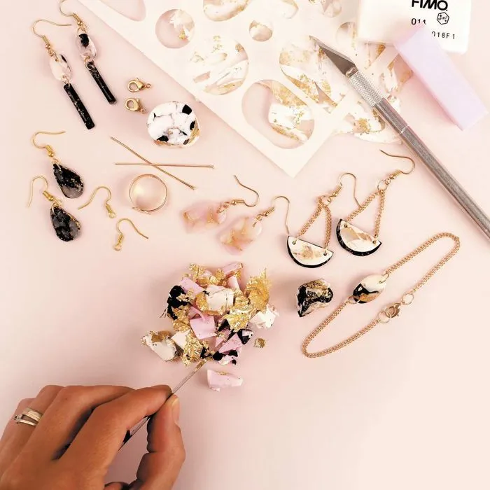 Coffret DIY Pâte Fimo + Outils + Accessoires - Bijoux Marbrés - Graine Creative on a tous du talent-1