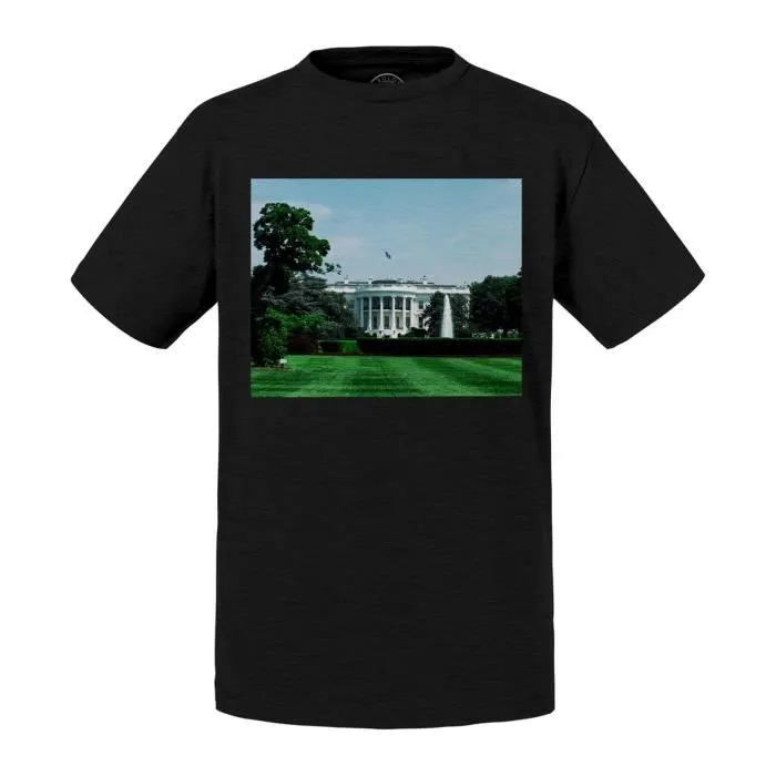 T-shirt Enfant Noir La Maison Blanche Washington Usa-0