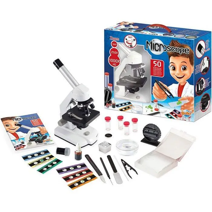 Microscope - BUKI FRANCE - 50 Expériences - Enfant - 8 ans - Mixte - Bleu - Piles fournies - Piles-1