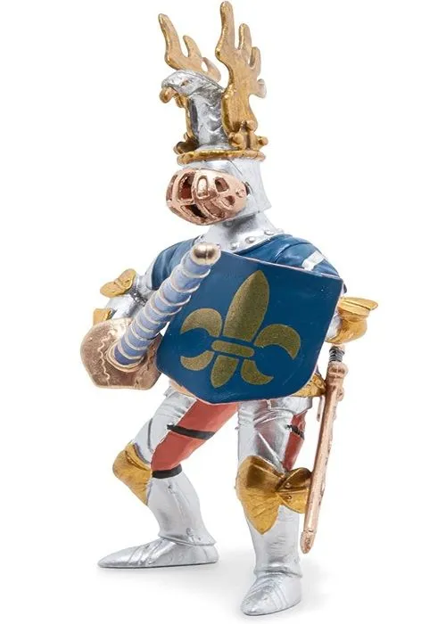 Figurine Chevalier Bleu fleur de lys - PAPO - LE MONDE MEDIEVAL - Lance, bouclier et épée - Pour Enfant-4