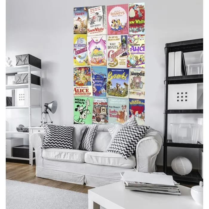 Poster géant intissé - Disney - Film rétro - H 200 x L 120 cm - Multicolore - Décoration murale-1