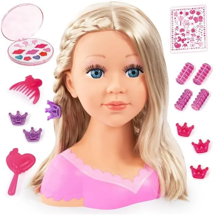BAYER DESIGN - Tête à coiffer Charlene Super Model blonde avec maquillage-0