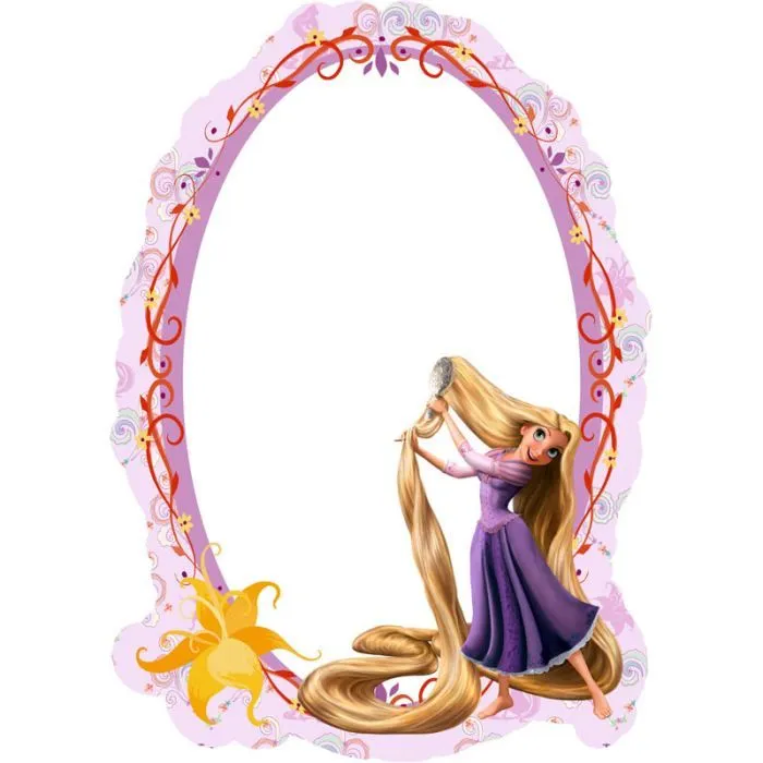 Miroir Princesse Raiponce Disney - Rose - Enfant - Fixations adhésives incluses - 25 x 35 cm-0