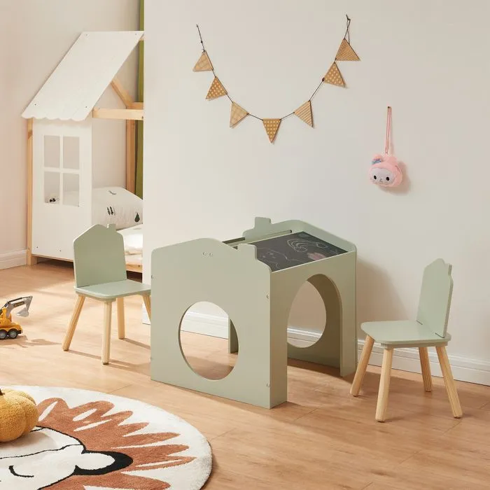 Ensemble de table de dessin et 2 chaises pour enfants Romso vert menthe-5