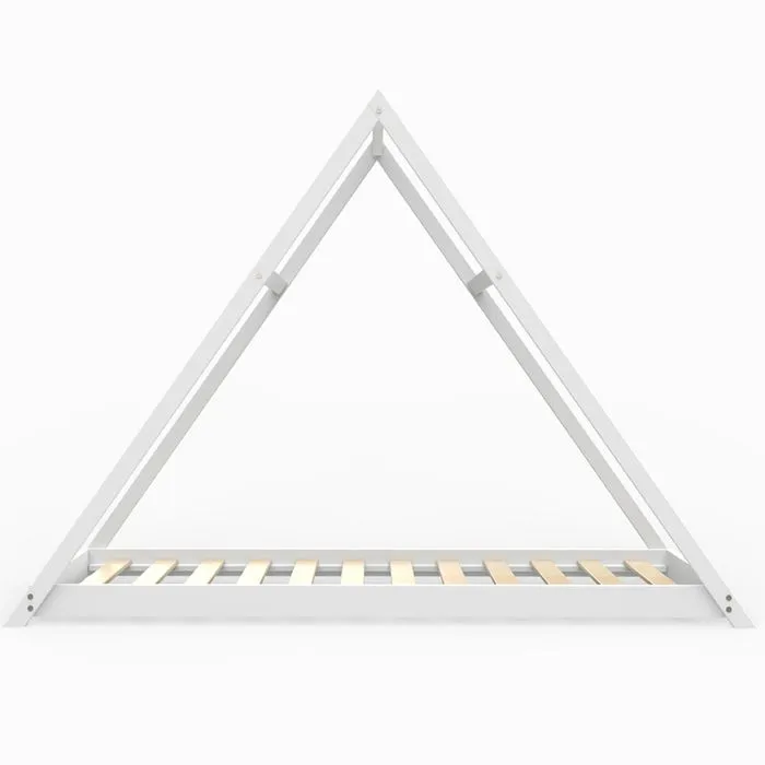 Lit cabane APACHE - Blanc - 90x190 - A lattes - Bois - Panneaux de particules-3