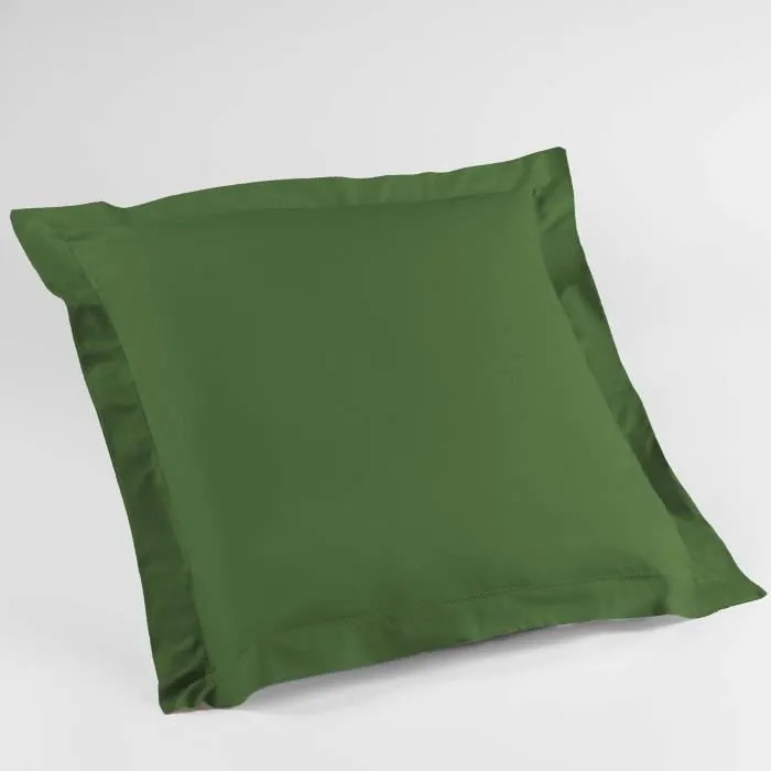 Taie d'oreiller - Lina - 63x63 cm - Vert sapin - 57 fils - Volant plat-0