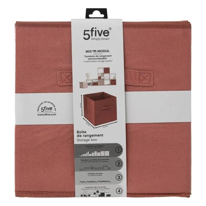 5five - panier velours 31x31cm "mix n modul" terre de sienne-1