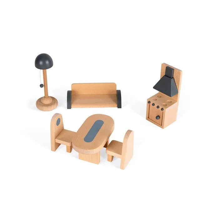 Maison de poupées Mademoiselle - JANOD - Bois - 3 étages - Accessoires en bois-4