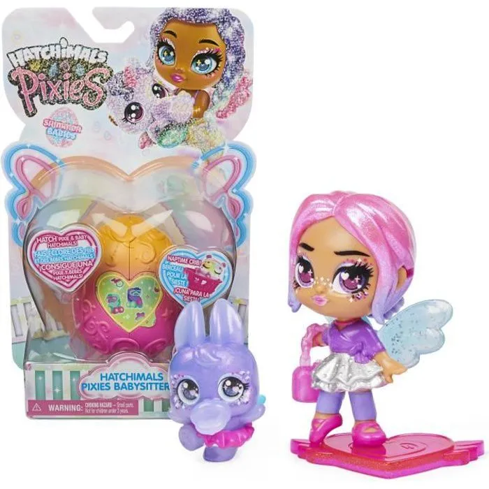 HATCHIMALS - PIXIES BABYSITTERS S10 Shimmer Babies - 6060405 - Fée Hatchimals Avec Autocollants et Accessoires - Modèle Aléatoire-0