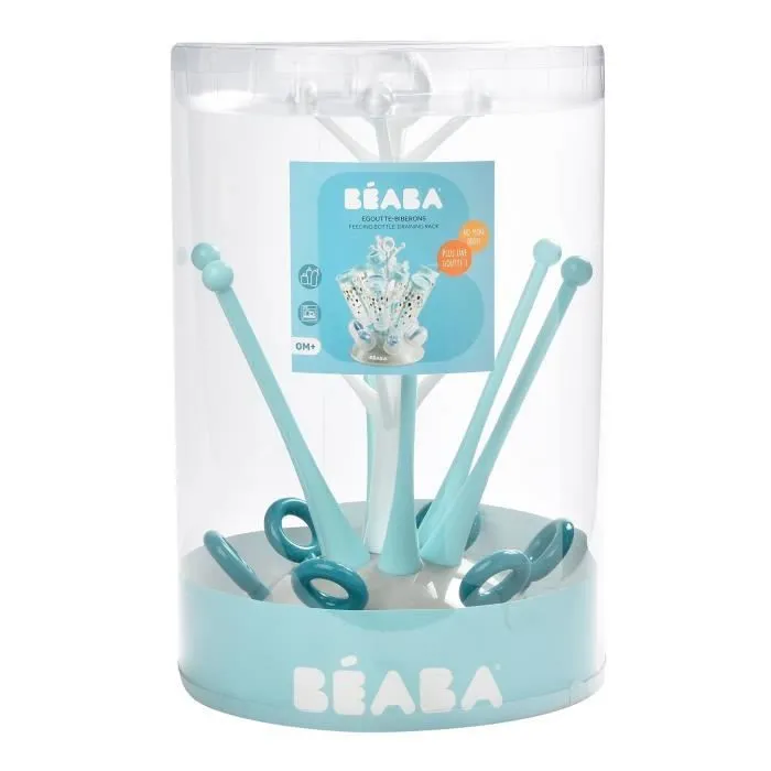 BÉABA, Egoutte-biberons Arbre, Grande capacité 6 biberons et accessoires, Bac de récupération d'eau amovible, Design astucieux, Bleu-2