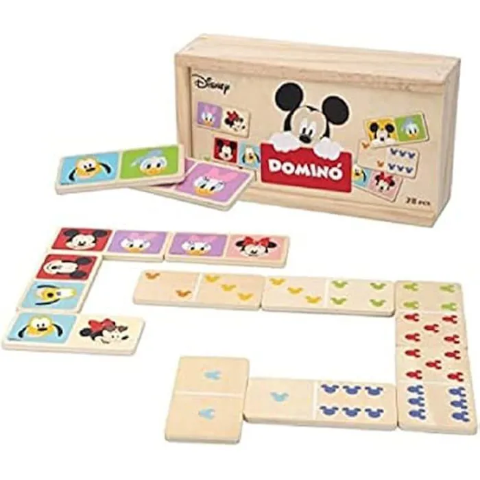 Jeu de Table - WOOMAX - Domino Disney - En Bois - 28 Pièces - Pour Enfants 2 Ans et Plus-1