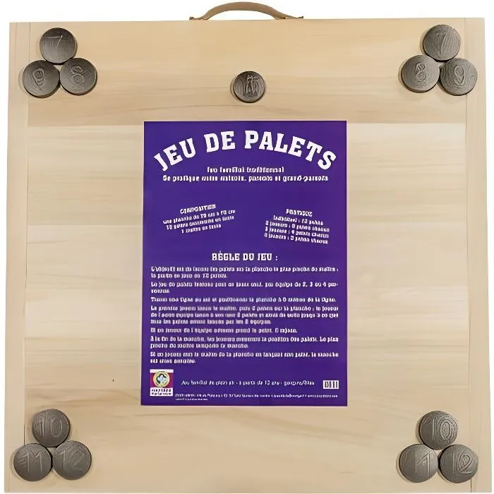 Jeu de palets - JOUECABOIS - Planche à palet + palets - Extérieur - Adulte - A partir de 12 ans-0