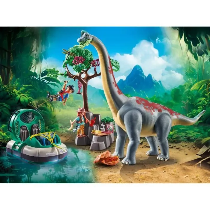 PLAYMOBIL 71819 Brachiosaure, explorateurs, aéroglisseur-1