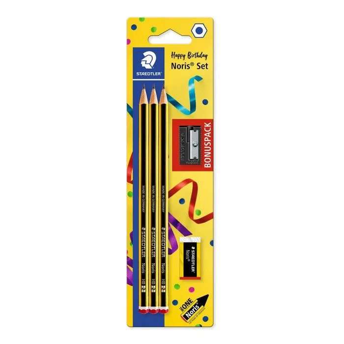 Kit de crayons - STAEDTLER - Anniversaire Noris - 3 crayons graphite - Taille-crayon - Gomme-0