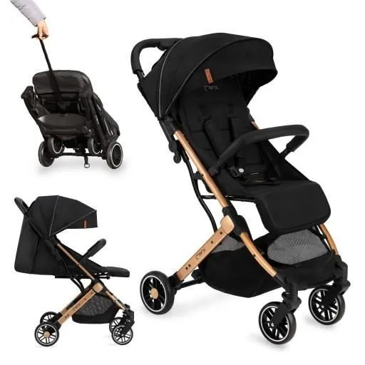 Poussette bébé citadine ultra compacte MOMI Estelle - De 0 à 36 mois - Noir-0