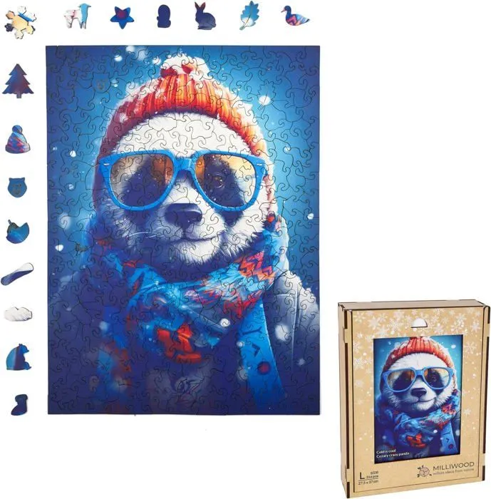 Puzzle en bois pour Enfants - Série Cold is cool - Le froid, c'est cool - Crazy Panda - 27,5 x 37cm - 316 Éléments - Milliwood-0