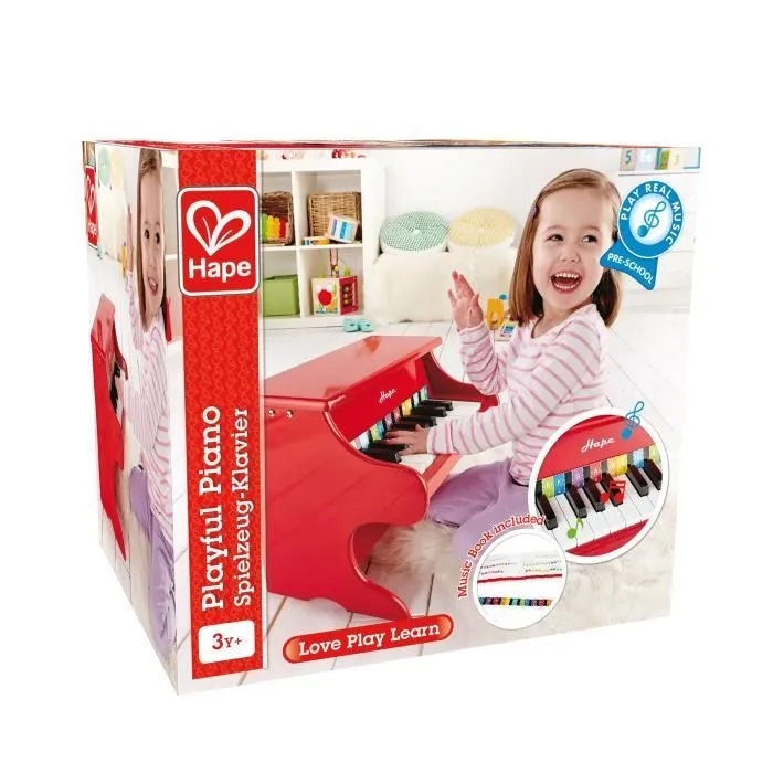 Jouet instrument de musique en bois - HAPE - Petit piano rouge - Mixte - Intérieur - A partir de 3 ans-1