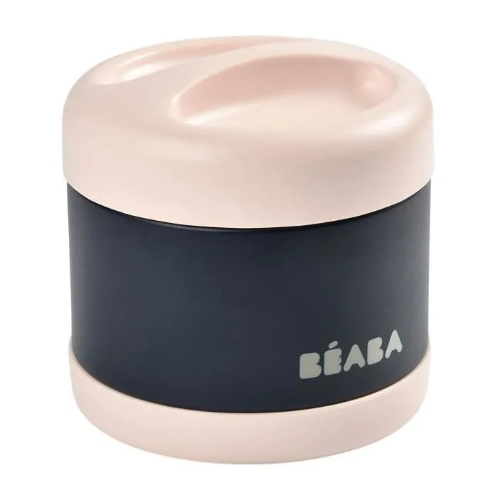 Béaba Portion Pot de Conservation Inox Isotherme Bleu Rose 500ml-1