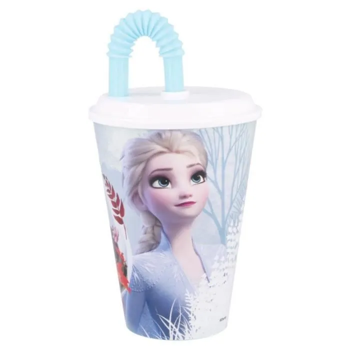 Gobelet paille Disney - bleu - 9x16.5x9 cm-0