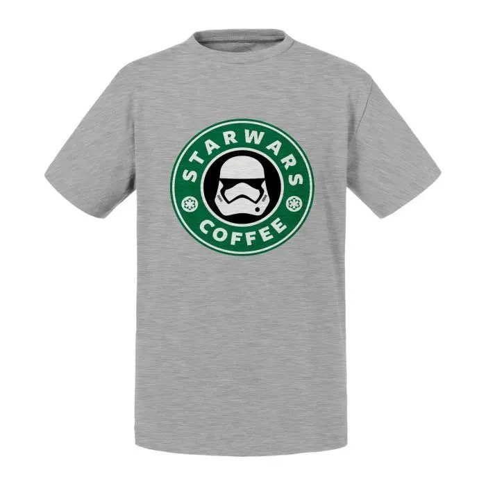 T-shirt Enfant Gris Star Wars Coffee - Starbucks Parodie Film Series Marque-0
