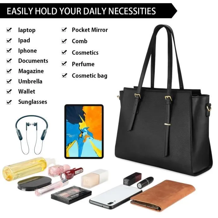 Bebeboutik NEWHEY Sac Cabas Femmes Grand PU Cuir Sac de Cours Sac Ordinateur Portable Sac a Main pour Les Cours Lycee 15.6 Pouces