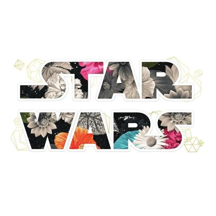 Sticker Repositionnable Star Wars Logo Star Wars avec fond fleurs 21,9CM X 92,7CM-0