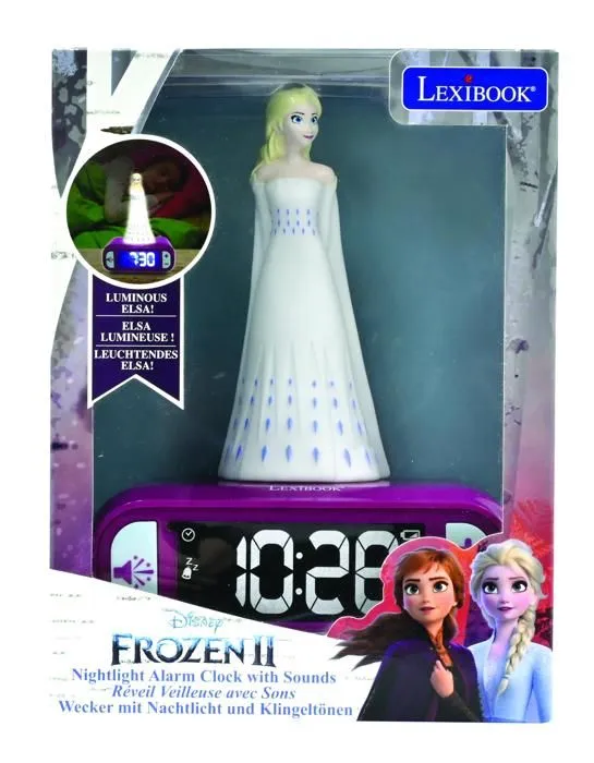 Réveil avec Veilleuse en 3D design Reine des Neiges Elsa et effets sonores-5