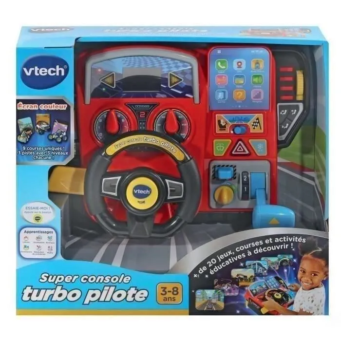 Simulateur de conduite pour enfant - VTECH Super Console Turbo Pilote - Écran couleur et 20 jeux inclus-2