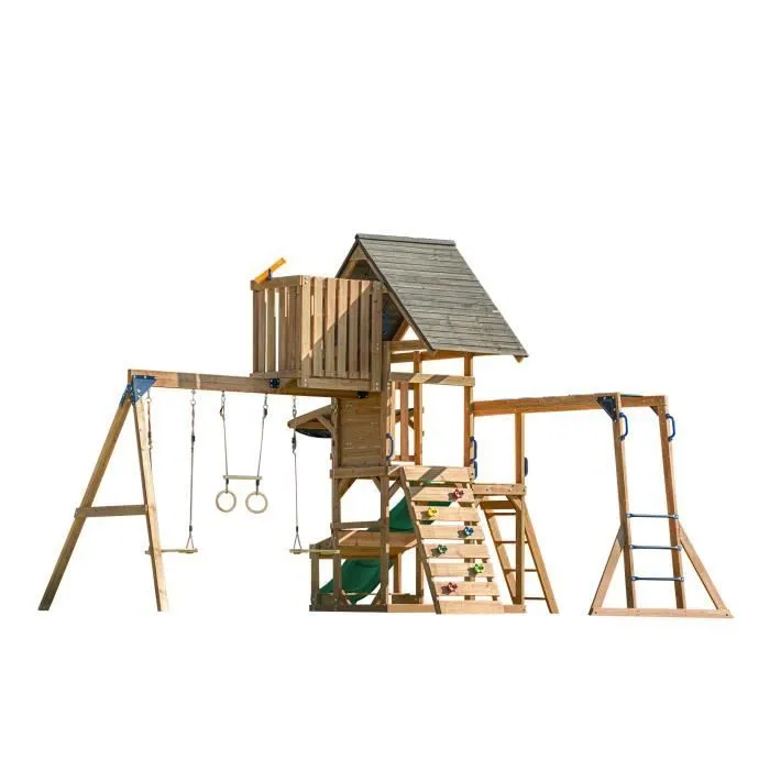 Aire de jeux - AXI - Mitch - Bois de cèdre FSC - Toboggan 220 cm - Balançoire double-2