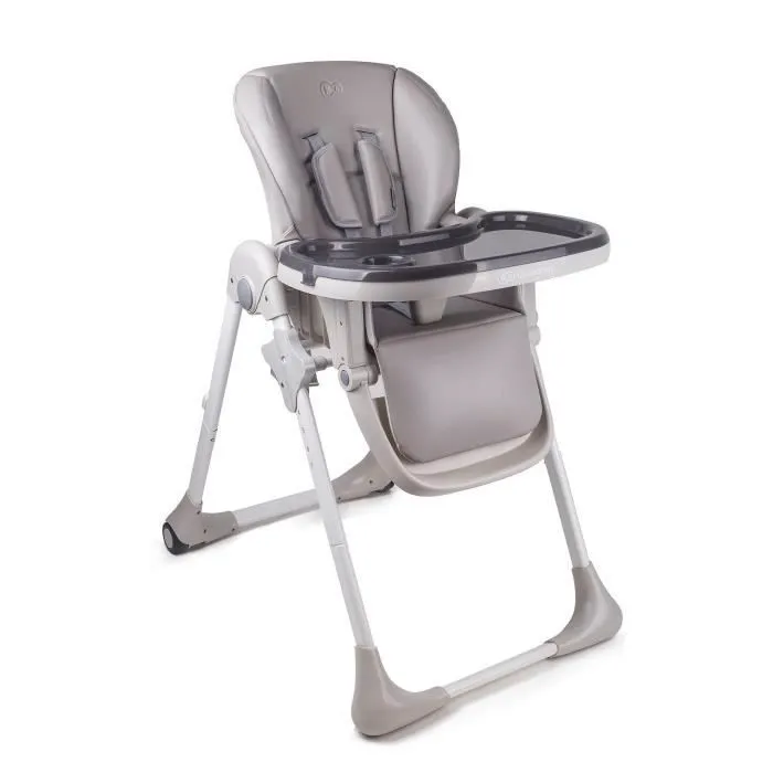 Chaise haute bébé réglable KINDERKRAFT YUMMY - Plateau amovible - Roulettes - Gris-3