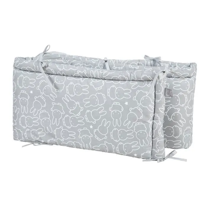 Tour de Lit Bébé - ROBA - Design de Lapin miffy® - Respirant - Gris - Blanc-0