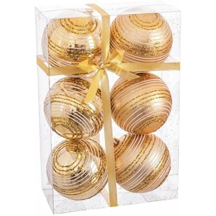 Boules de Noël - BIGBUY CHRISTMAS - Spirale - Plastique - Multicolore - 8 cm (6 unités)-0