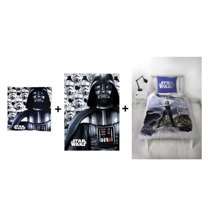 Star Wars - Ensemble parure de couette 140 x 200 cm + Coussin 35 x 35 cm + Plaid 100 x 140 cm-0