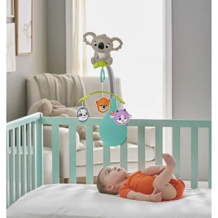 Fisher-Price Mobile Animaux 3 en 1 pour berceaux et poussettes avec jouet transportable pour les bébés dès la naissance, HGB90 HGB90-5