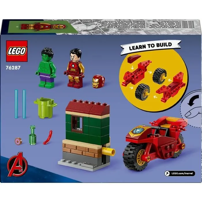 LEGO® Marvel 76287 Iron Man avec une Moto et Hulk, Set Avengers avec Minifigurines-4