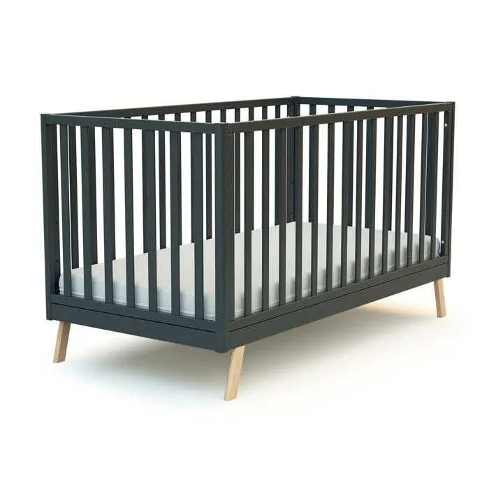 AT4 -  Lit cabane bébé évolutif CONFORT en bois  Gris Graphite et Hêtre Verni - Taille unique-3