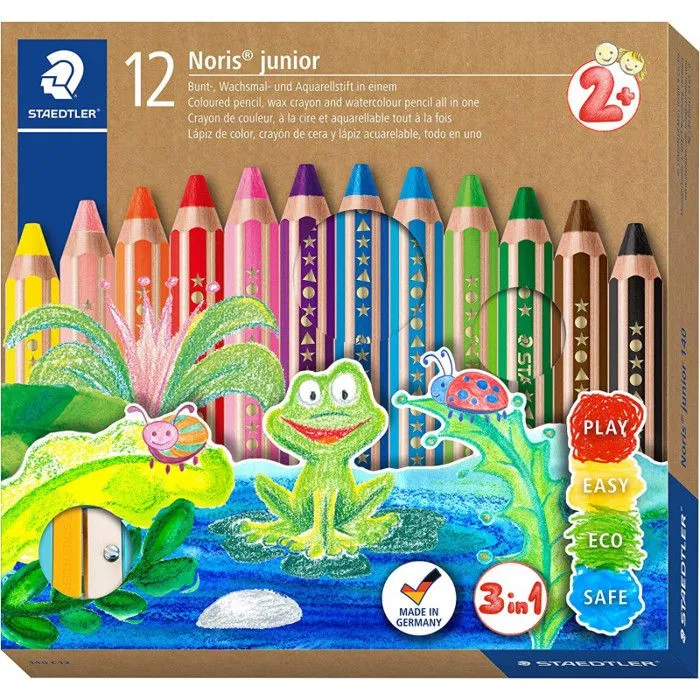 Pinceau à aquarelle - STAEDTLER - Buddy 3 en 1 - Couleurs assorties - Pack de 12 - Cire-0
