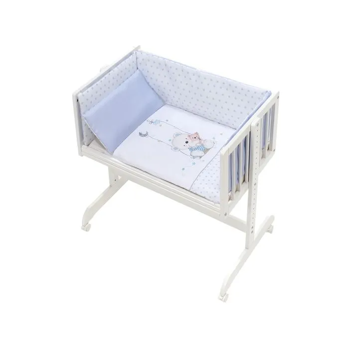Interbaby ours balançoire de berceau 55 x 85 cm bois blanc/bleu 5 pièces-0