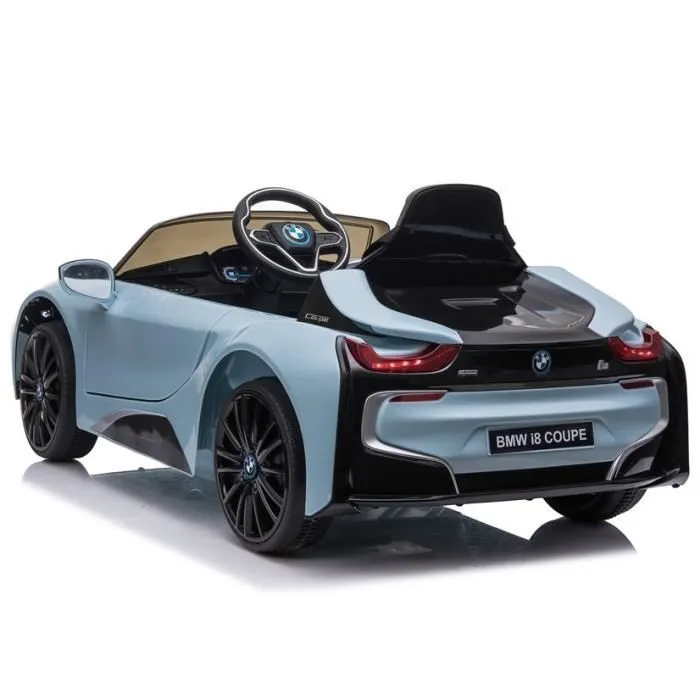Voiture pour enfants BMW I8 siège en cuir bleu pneus EVA-3