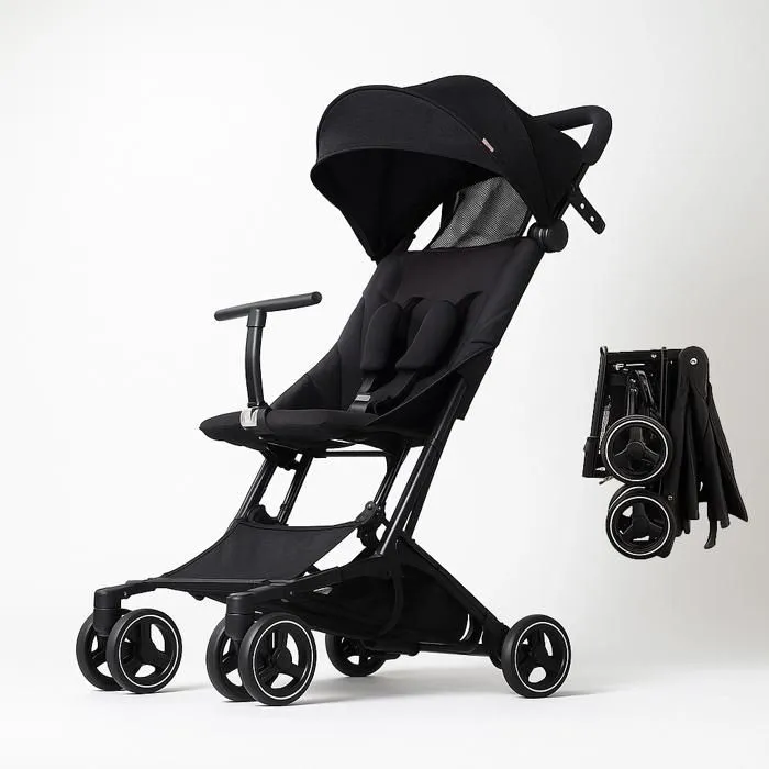 Poussette Canne BEBE2LUXE PIKO Ultra Compacte et légère Cabine Avion (noir)-0