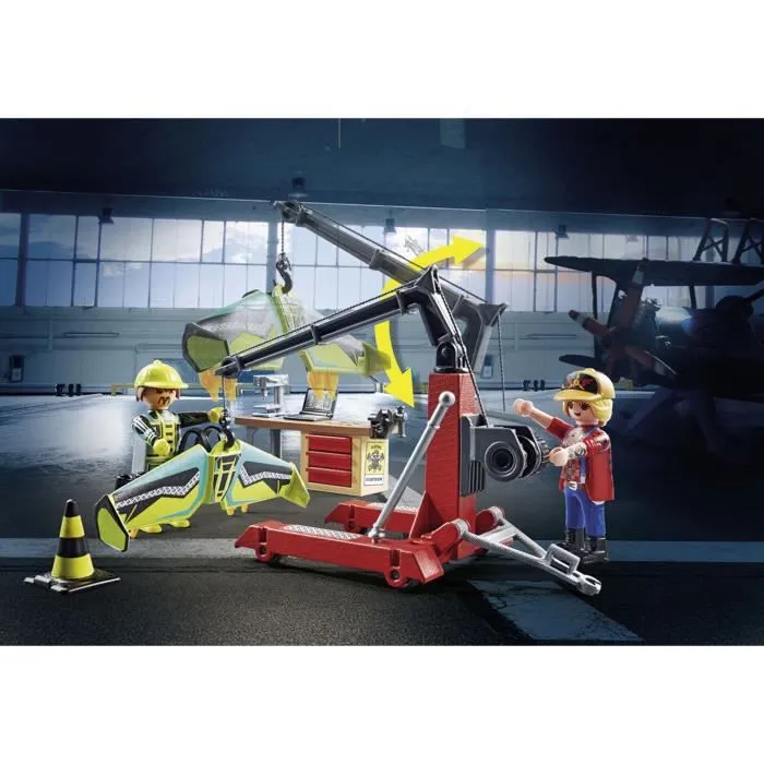 PLAYMOBIL - 70834 - Atelier de réparation Air Stuntshow avec grue mobile-1