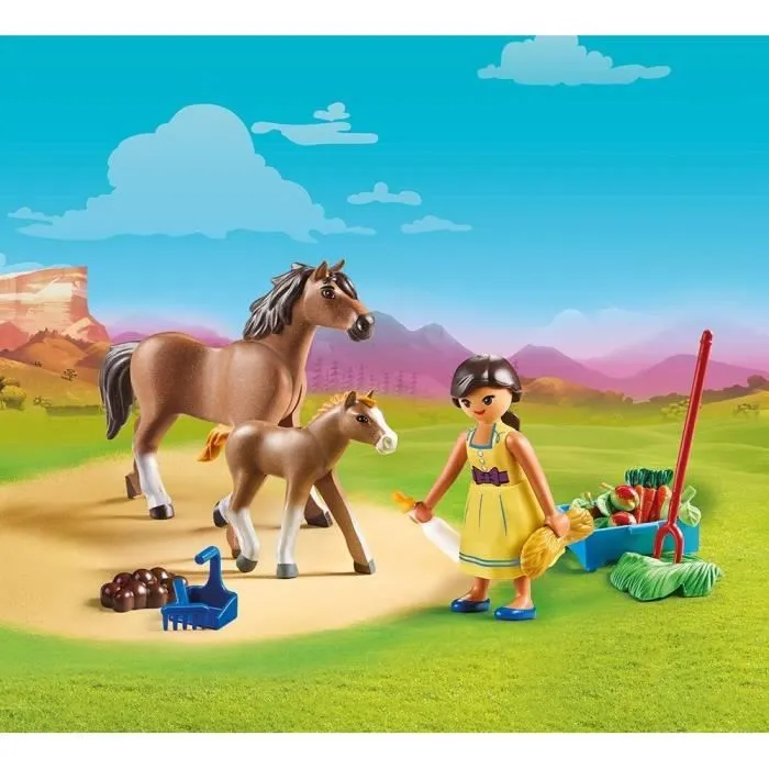PLAYMOBIL Spirit - Apo avec cheval et poulain - Figurine et accessoires inclus-1