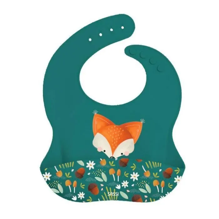 Bavoir récupérateur en silicone Animaux RENARD-0