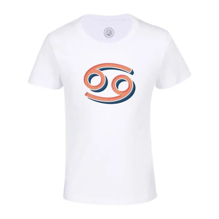 T-shirt Enfant Blanc Cancer Signe astrologie Zodiaque Astres Métaphore Symbole Figure Allegorie-0