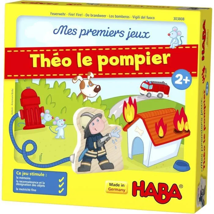 HABA - Mes premiers jeux - Théo le Pompier - Jeu de mémo - 2 ans et plus, 303808-0