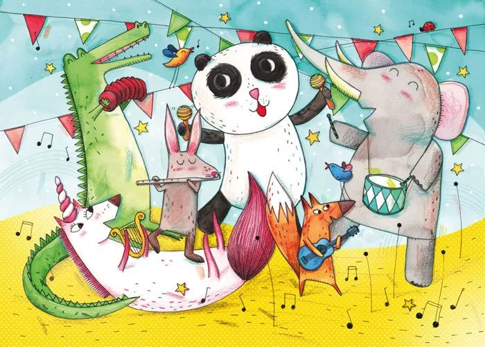 Puzzle en bois Fait Main 12 pièces : Le Concert des Animaux aille Unique Coloris Unique-2