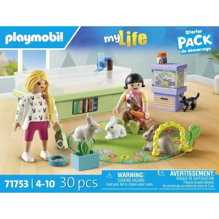 PLAYMOBIL 71753 Animalerie avec enclos à lapins, My Life, Soin des animaux, 30 pièces, Dès 4 ans-4