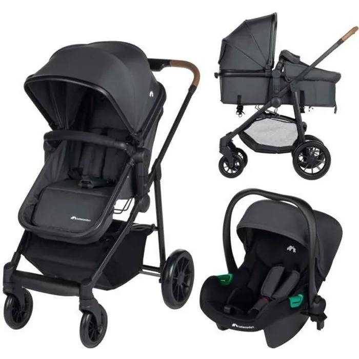 BEBECONFORT HAZE Poussette 3 en 1 i-Size – assise transformable en nacelle + Siège auto Groupe 0+ De 0 à 22Kg, Mineral Graphite-0