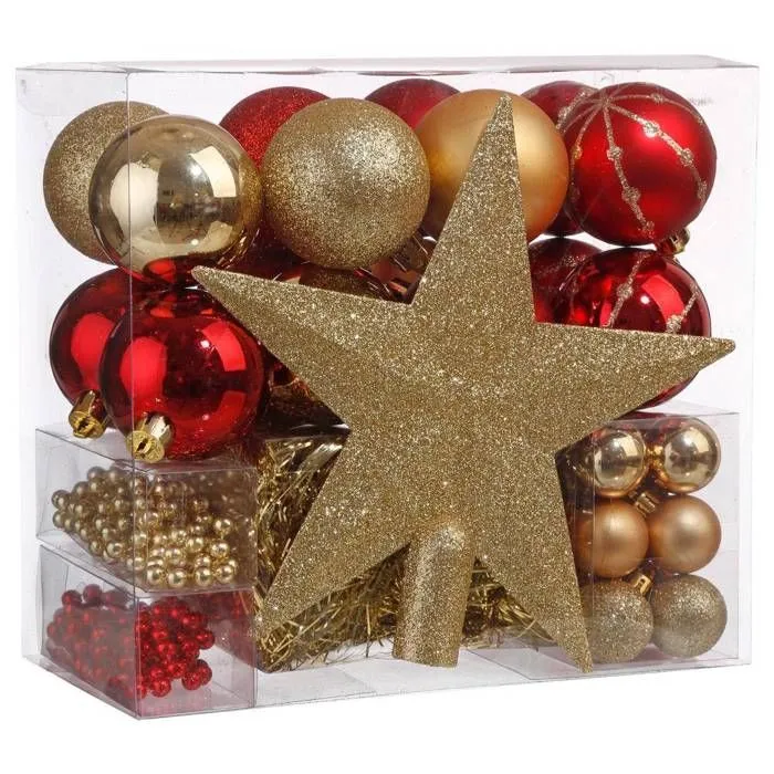 Kit de sapin "Soir de Noël" 44 pièces rouge/or Feeric lights & christmas-0