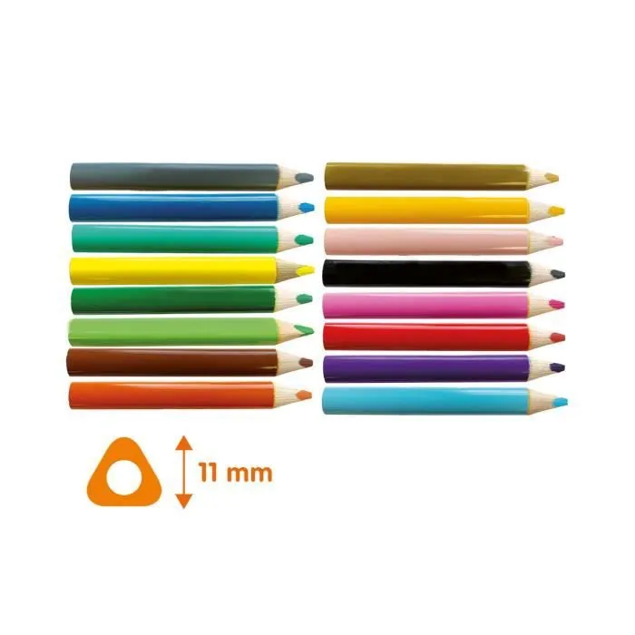 Crayons de couleur - SES Creative - Triangulaires - 16 pièces - Épais - Ergonomiques-1